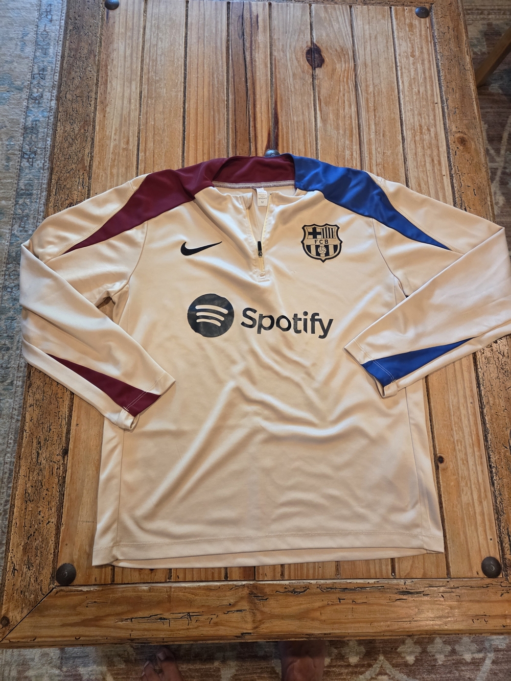 Nike Cream Training Top with Burgundy & Blue Accents